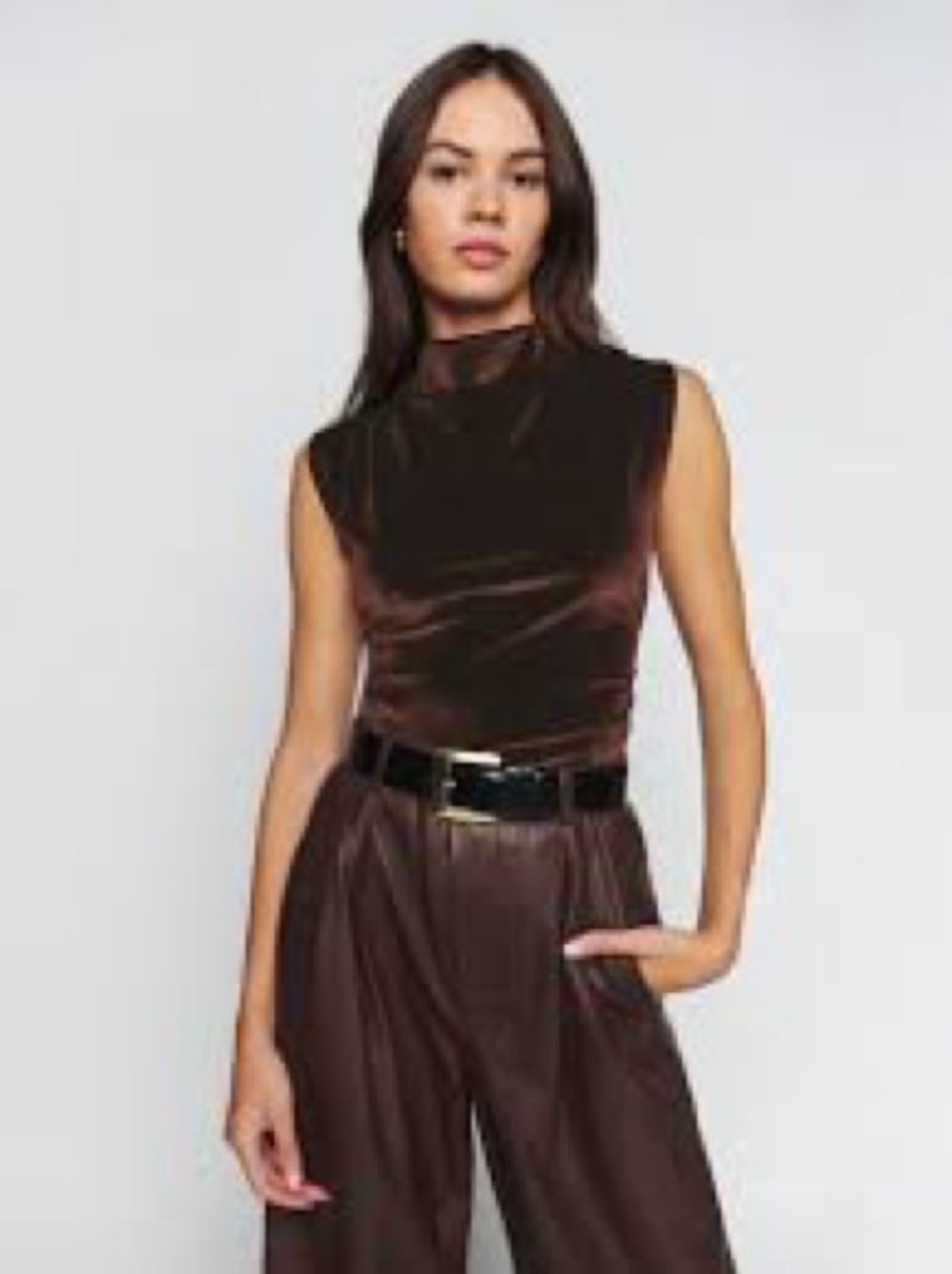 Reformation Lindy Knit Top In Cafe Velvet